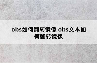 obs如何翻转镜像 obs文本如何翻转镜像